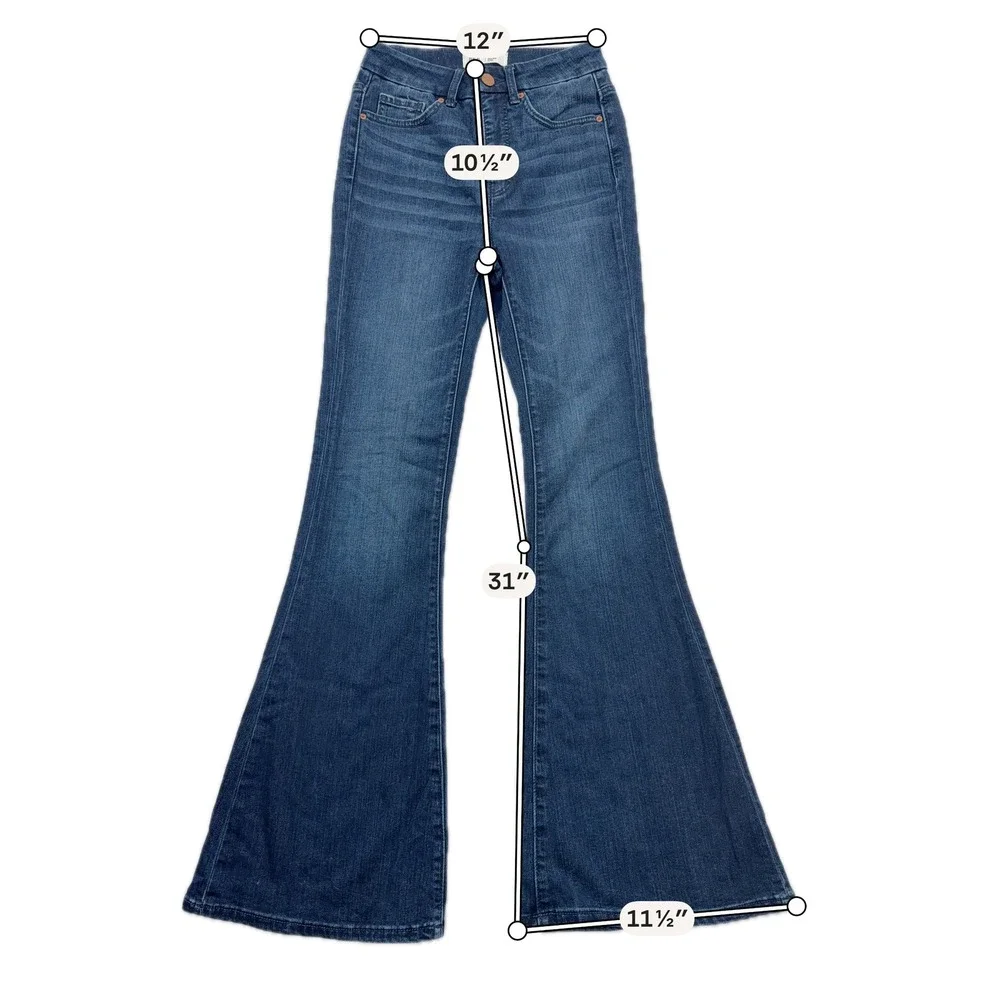 BKE Jeans Billie High Rise Flare Slim Fit Dark Wash Denim Blue Womens 25 x 31.5